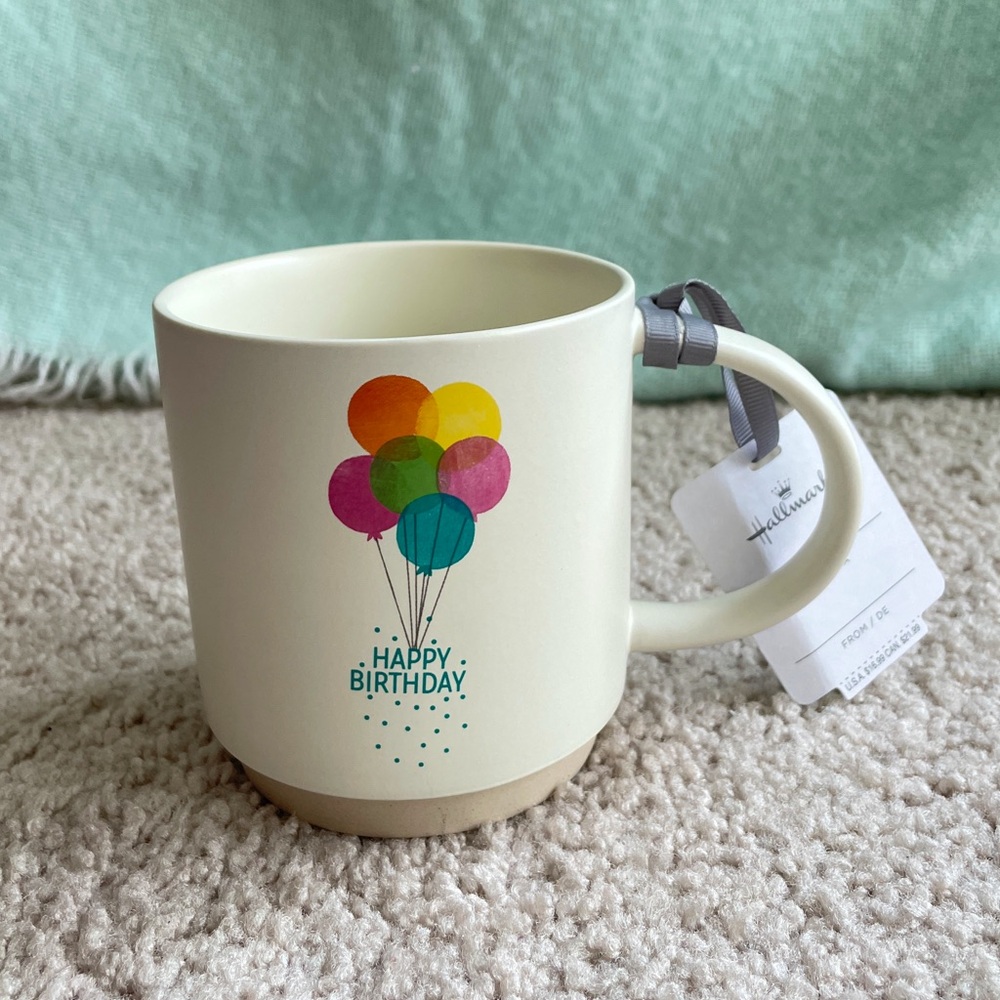 Hallmark Happy Birthday Colorful Balloons Cream Mug, NEW Gift Present Coffee Tea